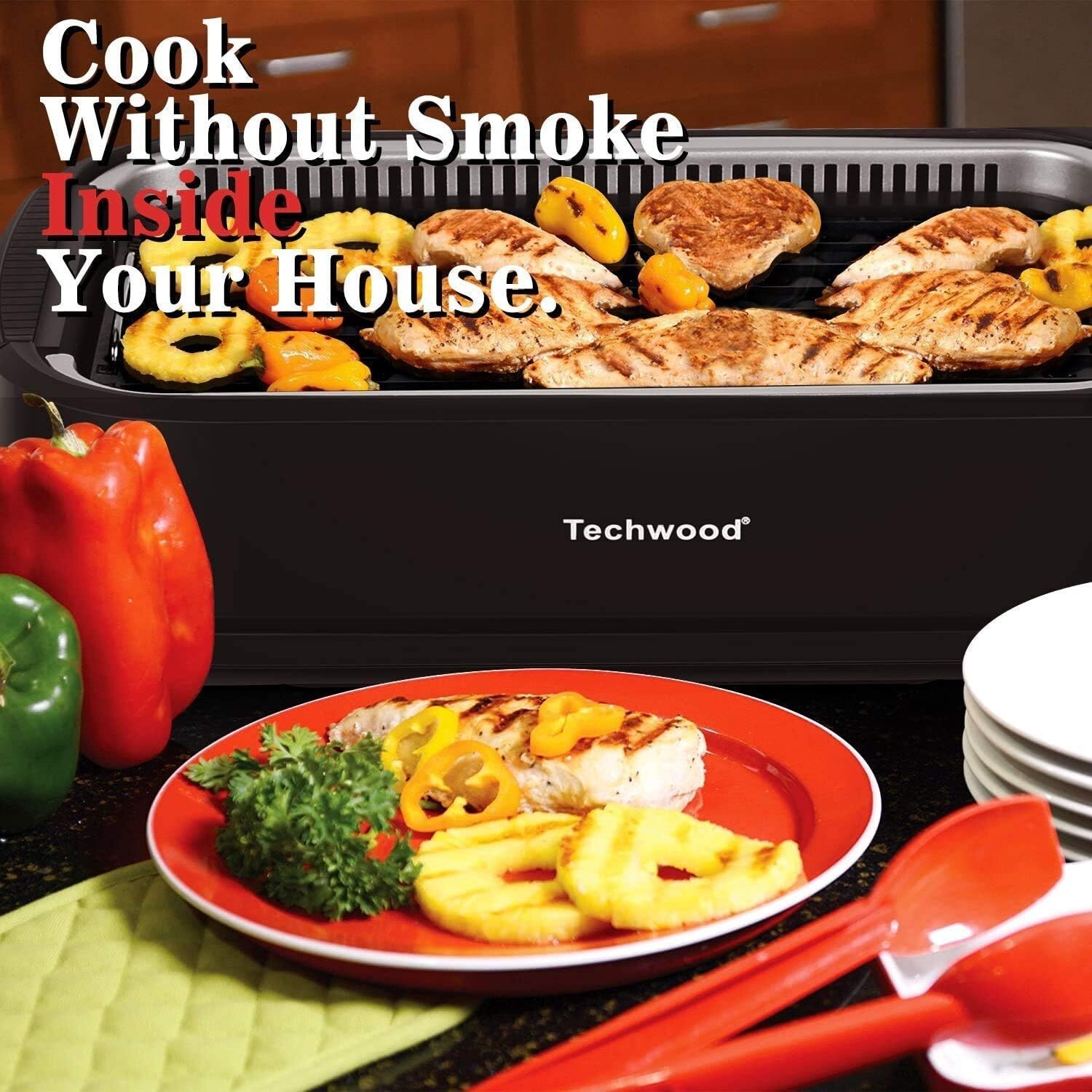 Portable Smokeless Indoor Grill with Nonstick Plates & 6-Level Control – Black