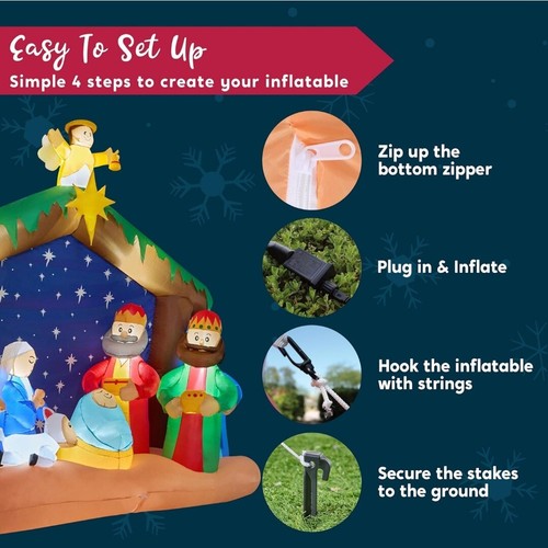 Inflatable Christmas Nativity Scene Yard Decor Outdoor LED Light Lawn Jesus 8 Ft - Picture 7 of 9
