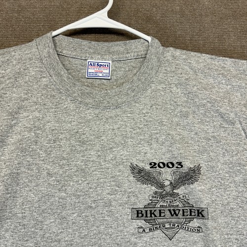 Bike Week 2003 Vintage T Shirt Fits as Mens Large Gray Daytona Beach 62nd Annual - Picture 4 of 8