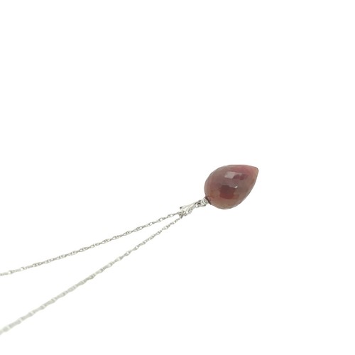 14,5ct Facettierter natürlicher Rubin Anhänger hängen von 24 Zoll 9ct Weißgold Kette - Bild 3 von 3