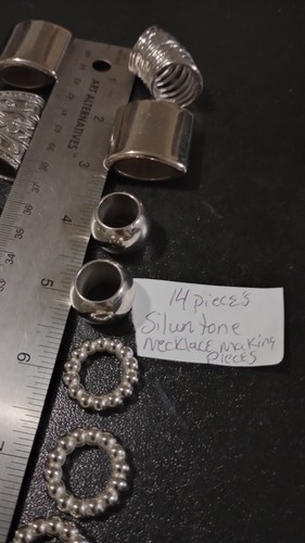 14 Stück silberfarbenes Metall, Kunststofffolien, Abstandshalter Perlen große Schmuckherstellung Artikel - Bild 13 von 16