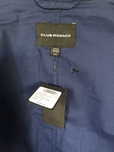 NWT Club Monaco Mens Sz S Workwear Jacket Pockets Minimalist Navy Blue NEW - Picture 7 of 8