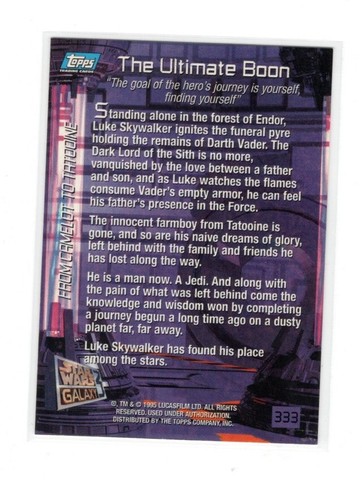 STAR WARS GALAXY SERIES THREE #333 THE ULTIMATE BOON 1ST FIRST DAY PRODUCTION - Picture 2 of 2