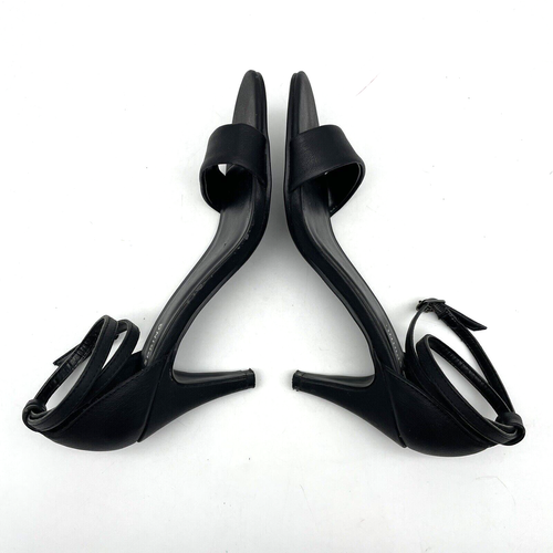 Call It Spring Black Vegan Faux Leather Kitten Heel Open Toe Strappy Pumps 6.5 - Picture 15 of 18