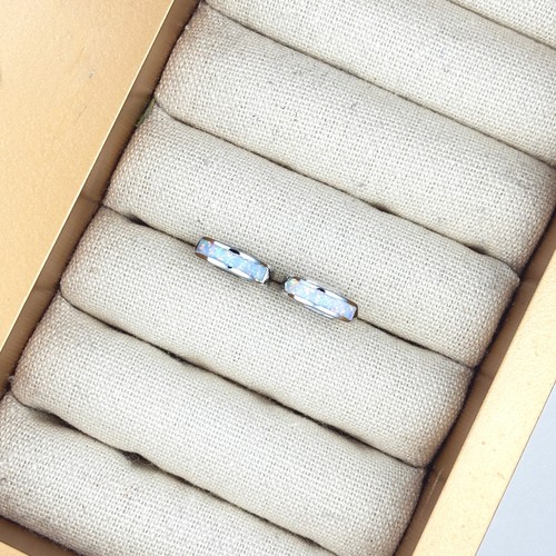 Garden Green Silver Opal Hoop Earrings – Sterling Silver- 18k Gold - Huggie Hoop - Picture 8 of 28
