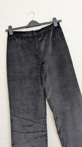 Laura Ashley Petite Trousers Size 12 / 38 Black Velour 90s/Y2K - Picture 2 of 6