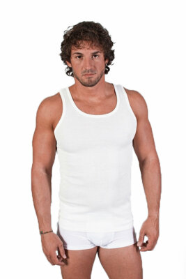Herren Unterhemd breite Schulter WOLLE AUS BAUMWOLLE AUF LEDER. Fdb37