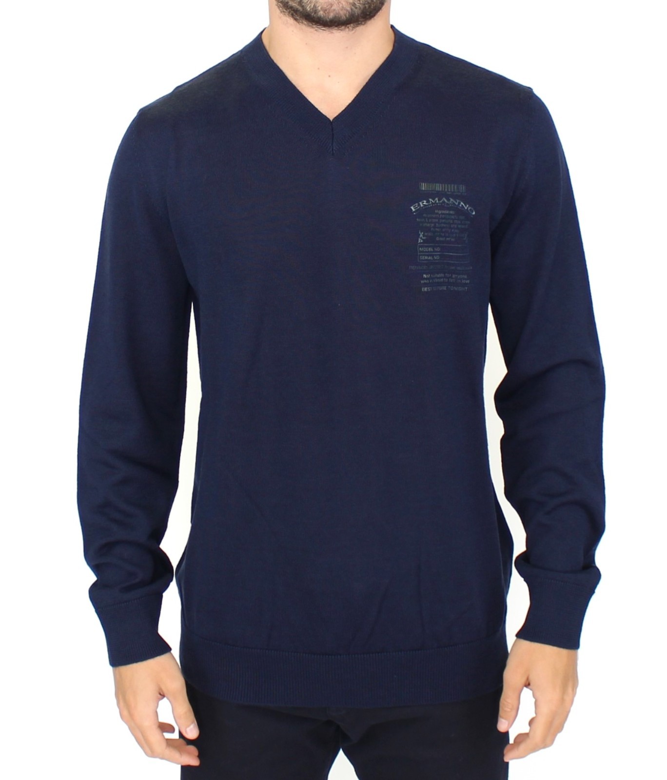 Nuevo Ermanno Scervino Jersey Azul Mezcla Lana Cuello en V Jersey S. It54 XL Nuevo Ermanno Scervino Jersey Azul Mezcla Lana Cuello en V Jersey S. It54 XL