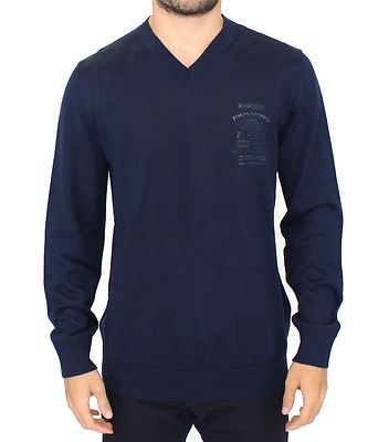 Ermanno Scervino Off White Wool Blend V-Neck Pullover Sweater