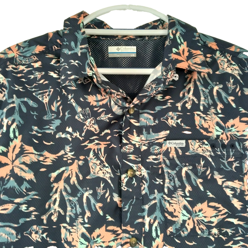 Columbia Shirt Mens L Blue Tropical Silver Ridge 2.0 Tamiami Fishing Outdoor - Picture 2 of 11
