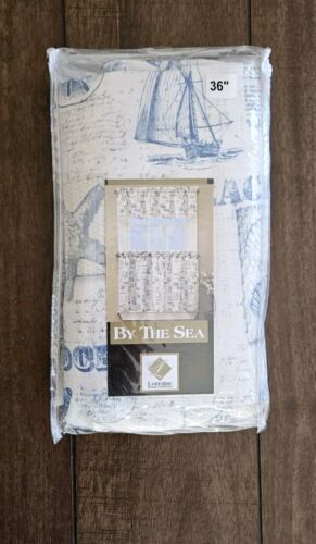 By The Sea Blue Window Tier 36" Curtain Rod Pocket Nautical Marine Lorraine Home - Picture 2 of 12