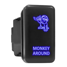 MONKEY AROUND Blue Backlit Switch Tall Push Button 1.54"x 0.83" (Fit: Toyota)