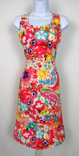 VTG 1960s - 1970s MOD FLORAL HALTER DRESS CHEF COOK APRON COTTON - Picture 1 of 16