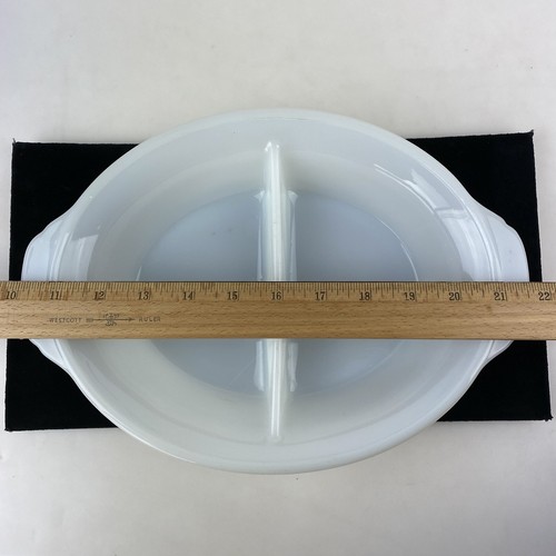 FIRE KING WHITE MILK GLASS DISH DIVIDED BAKING SERVING CASSEROLE 468 Vtg Decor - Picture 10 of 10