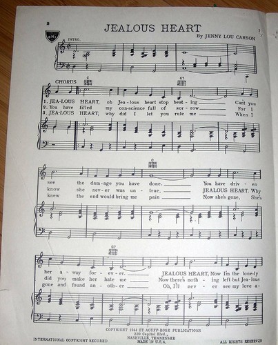 1944 JEALOUS HEART Vintage Sheet Music AL MORGAN by Jenny Lou Carson - Picture 4 of 4