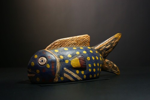 Maschera legno pupazzo pesce bozo tribale da collezione primitivo fatto a mano africano -G3736 - Foto 22 di 24
