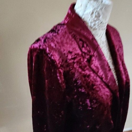 LKNW Crushed Wine burgundy velvet open blazer jacket Sound & Matter L T51 - Picture 8 of 11