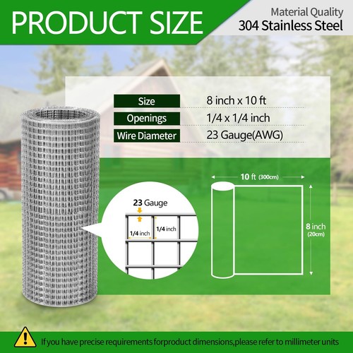 304 Stainless Steel mesh Hardware Cloth 1/4 inch Chicken Wire Fencing Wire Mesh - Picture 9 of 9