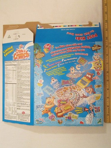 Caja de cereales vacía POST 1999 CREATE A CRUNCH kit de mezcla de cereales 12,75 oz - Imagen 2 de 2