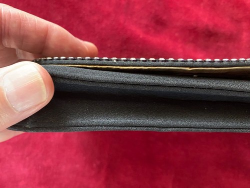 Vintage 1950s Clutch Bag. Salisburys. Black Fabric Exterior with Diamante Detail - Picture 7 of 16