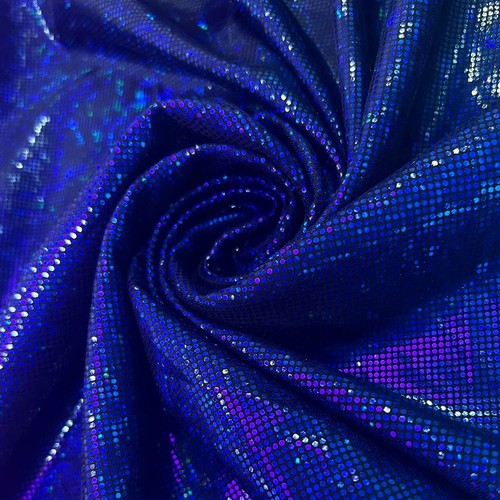 FREE SHIPPING Blue Broken Glass Hologram Spandex 4way Stretch Fabric by the Yard - Picture 3 of 4