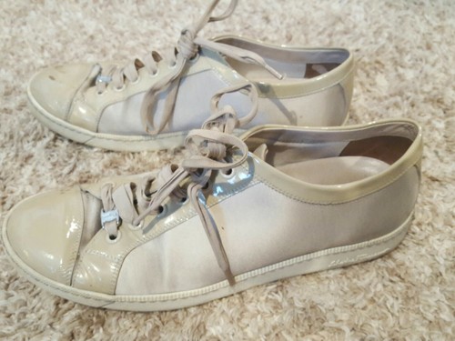 Ferragamo Tennis Shoes Sateen Size 7 Womens logo on front and side - Photo 7 sur 8