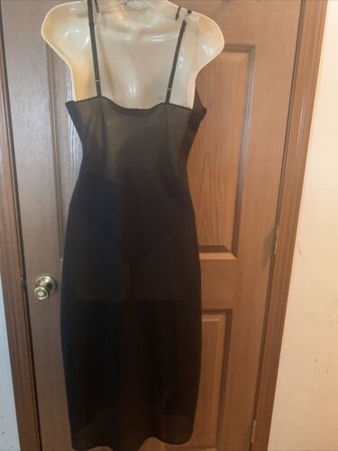 VIntage Lady Lynne Sheer Black Full Slip Size M Slip Dress Lingerie Nightie USA - Picture 2 of 11