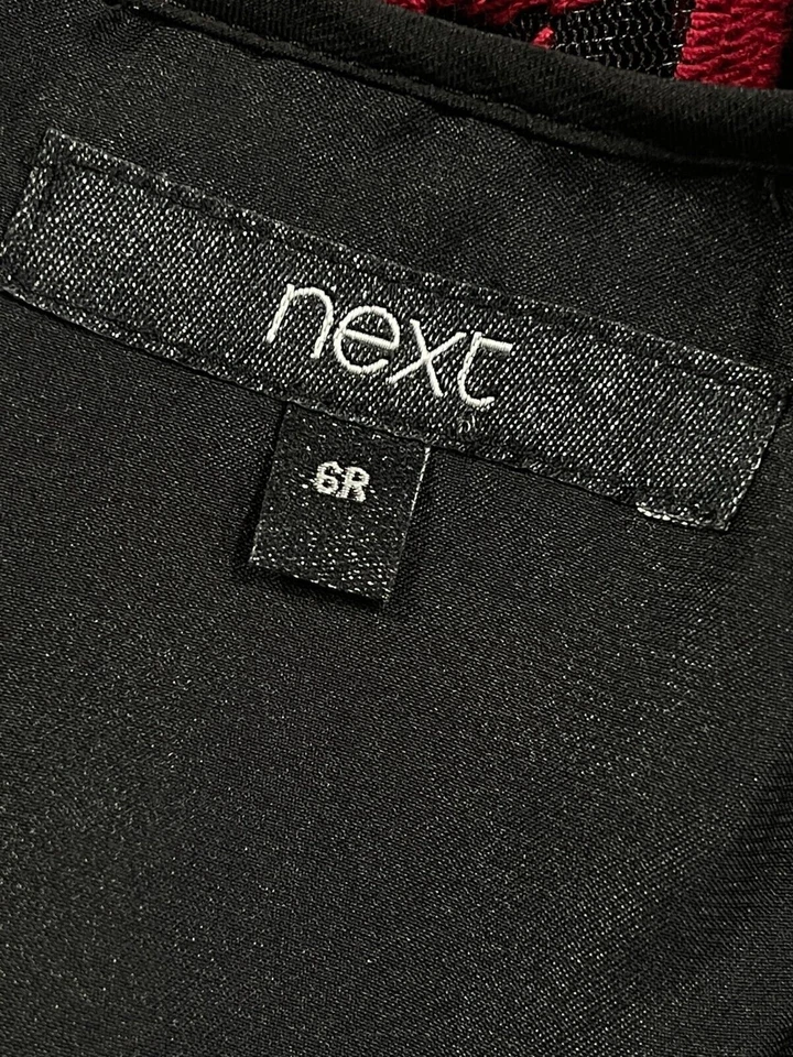 NEXT Womens Dress Size Small 6-8 Regular Red & Black Cotton Lace EU36 RRP £75 — 第 3/4 张图片