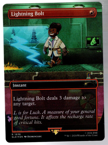 Lightning Bolt 1638 Borderless Rainbow Foil Fallout Secret Lair MTG Near Mint - 第 1/2 張圖片