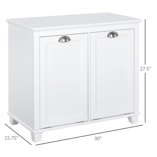 Tilt-Out Laundry Sorter Cabinet Bathroom Storage Organizer White-AS - Picture 2 of 10