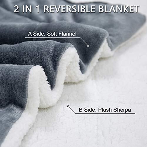 Grey Sherpa Fleece Blanket Size, Fuzzy Plush Flannel Blanket for Twin Gray - Picture 6 of 8