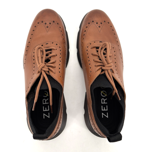 Mens 10 M Cole Haan 4.Zerogrand Oxford British Tan Leather Wingtip Shoes C31884 - Picture 8 of 12