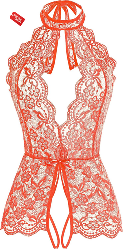 Women Lingerie for Women Deep V Halter One Piece Teddy Bodysuit - Picture 11 of 13