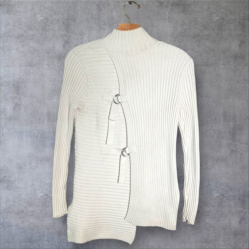 Cabi Pullover XS Baumwolle asymmetrisch D Ring hinten Bindeverschluss minimalistisch Coastal - Bild 5 von 13