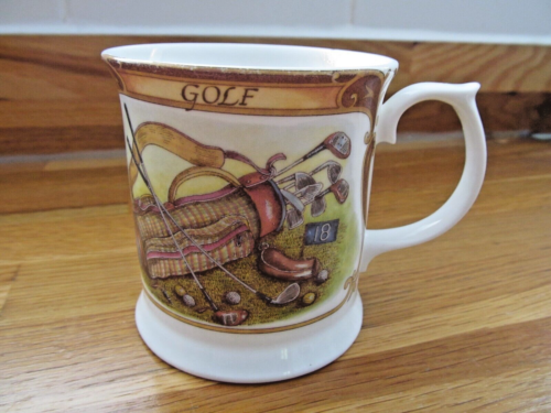 Queens GOLF Mug 18th Hold Bag Golfers English Fine Bone China Queen's - 第 1/8 張圖片