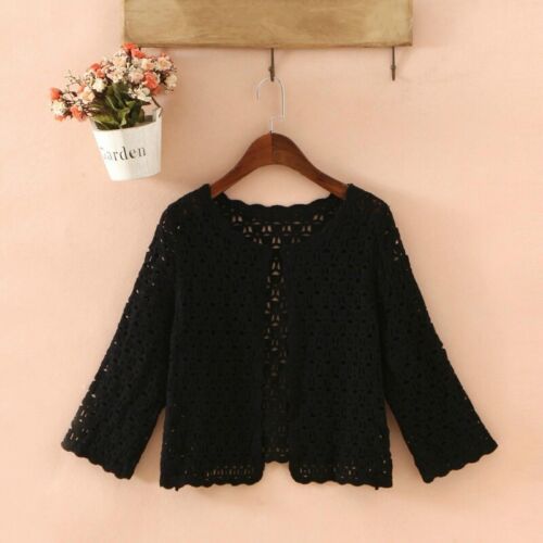 Cardigan donna scavato pizzo mantello giacca spalle scoperte bolero cappuccio estate elegante - Foto 6 di 11