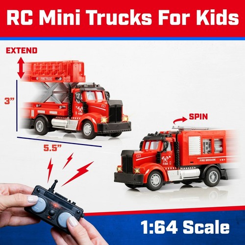 NEW Force1 Mini RC Firefighter Truck Spray Engine + Lift Boom Rescue Truck - Picture 9 of 13