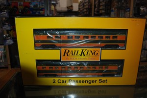 Lot-7-211-0-Gauge-MTH-RailKing-30-67531-Great-Northern-2-Car-Set-Nice-w-box