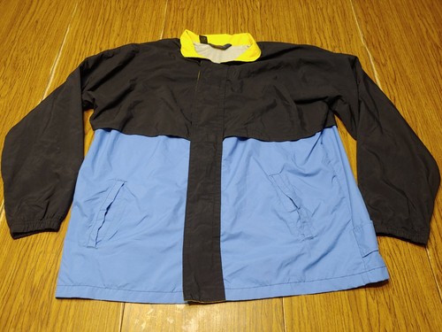 Vintage Duckster Jacke Erwachsene Extra Large schwarz blau gelb Farbblock USA - Bild 1 von 9