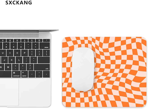 Orange Checkered Mouse Pad, Modern Pattern Mouse Pad, Cute Mousepad Desk Accesso - Picture 2 of 12