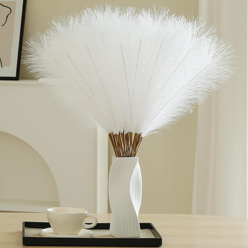 30Pcs White Pampas Grass - 24 Inch Faux Pampas Grass Decor, Artificial Tall Pomp - Picture 10 of 12