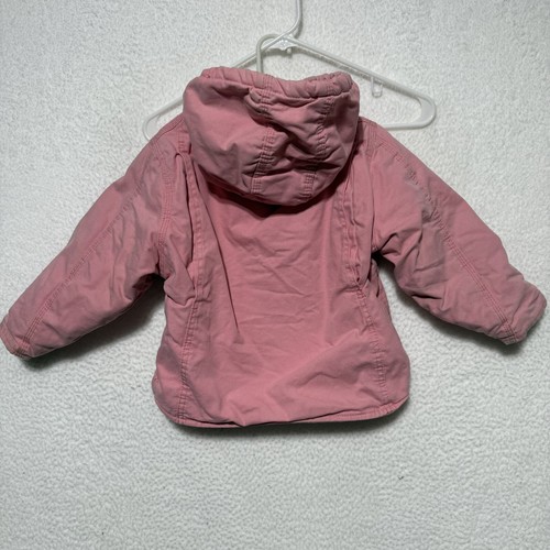 C.E. SCHMIDT Pink Canvas Jacket Heavy Coat Sherpa Lined Girls 4T - Picture 2 of 5