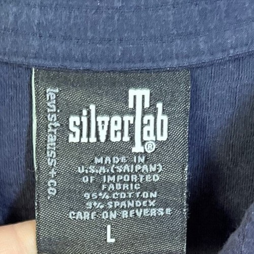 Vintage 90's Levi's SilverTab Polo Shirt Navy Blue Casual Retro Men's Size Large - Picture 3 of 8