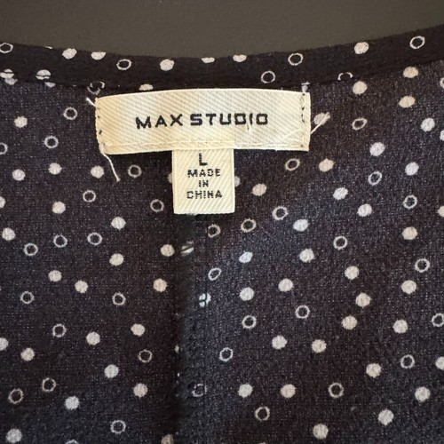 Max Studio Black Polka Dot Ruffled Jumpsuit, Belted, Short Sleeve, Size Large - Picture 5 of 11