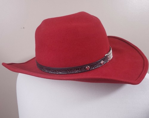 Vintage Little Joe Wool Cowboy Hat Red Made in USA WPL 5923 Size Medium - Picture 7 of 12