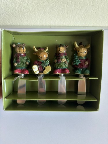St. Nicholas Square Heartland Set of 4 Spreaders Christmas Moose New Kohls - Picture 3 of 6