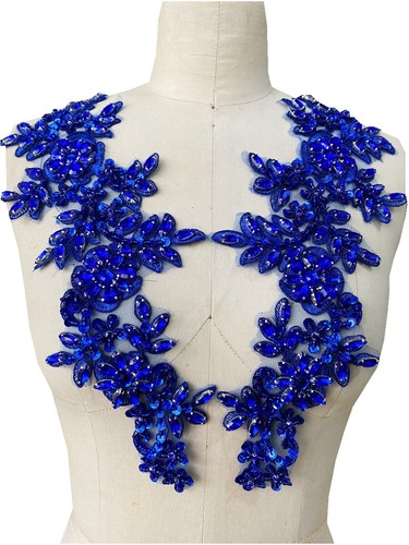 1 Paar 3D Blumen Applikation Spitze Stickerei Perlen Floral Aufnähen Motiv DIY Hochzeit - Bild 3 von 16