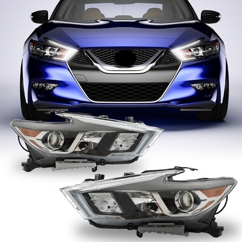 Right+Left Side For 2016-2018 Nissan Maxima S SL SV Halogen w/LED DRL Headlights - Picture 12 of 12