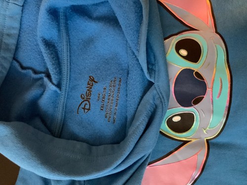 Disney LILO And Stitch Women's 19 Casual Cartoon Blue Holographic Hoodie Sweater - Picture 5 of 7