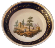 Antique Paris French Soft Paste Porcelain Scenic Saucer Porzellan Vieux Old De B